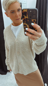 Sunny Girl fluffy V neck soft cardigan