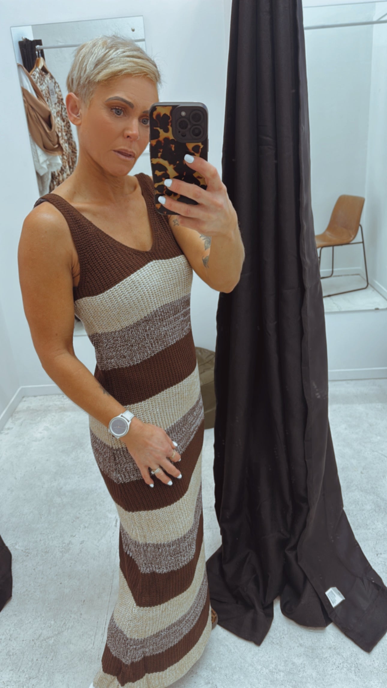 Pink Diamond chunky stripe knit singlet dress