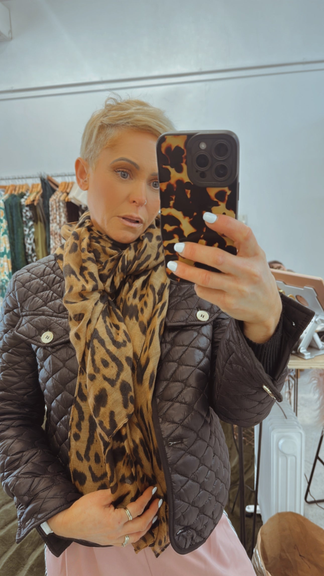 Brown leopard print scarf