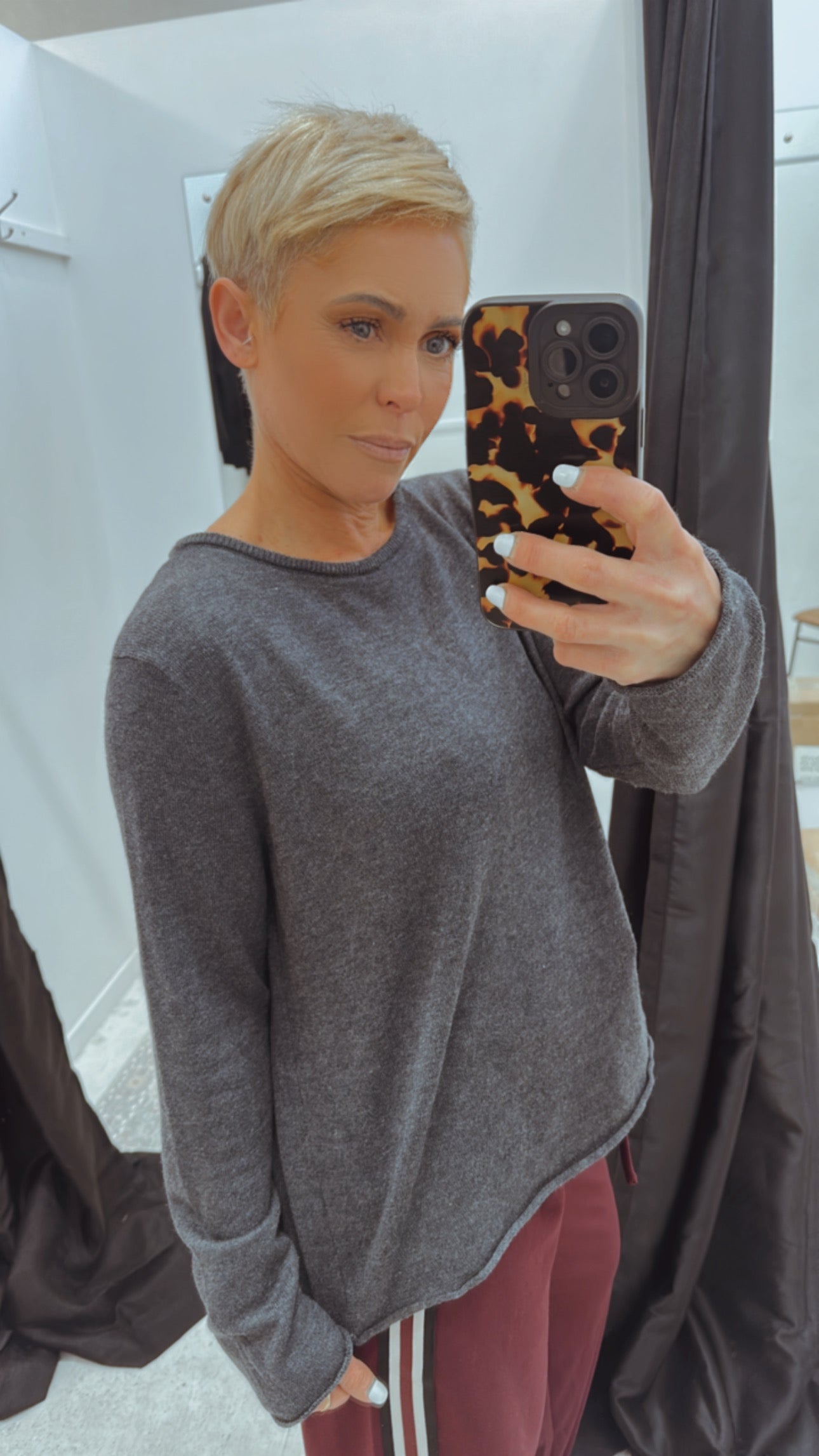 So Instyle Wool Crepe Boat neck knit top