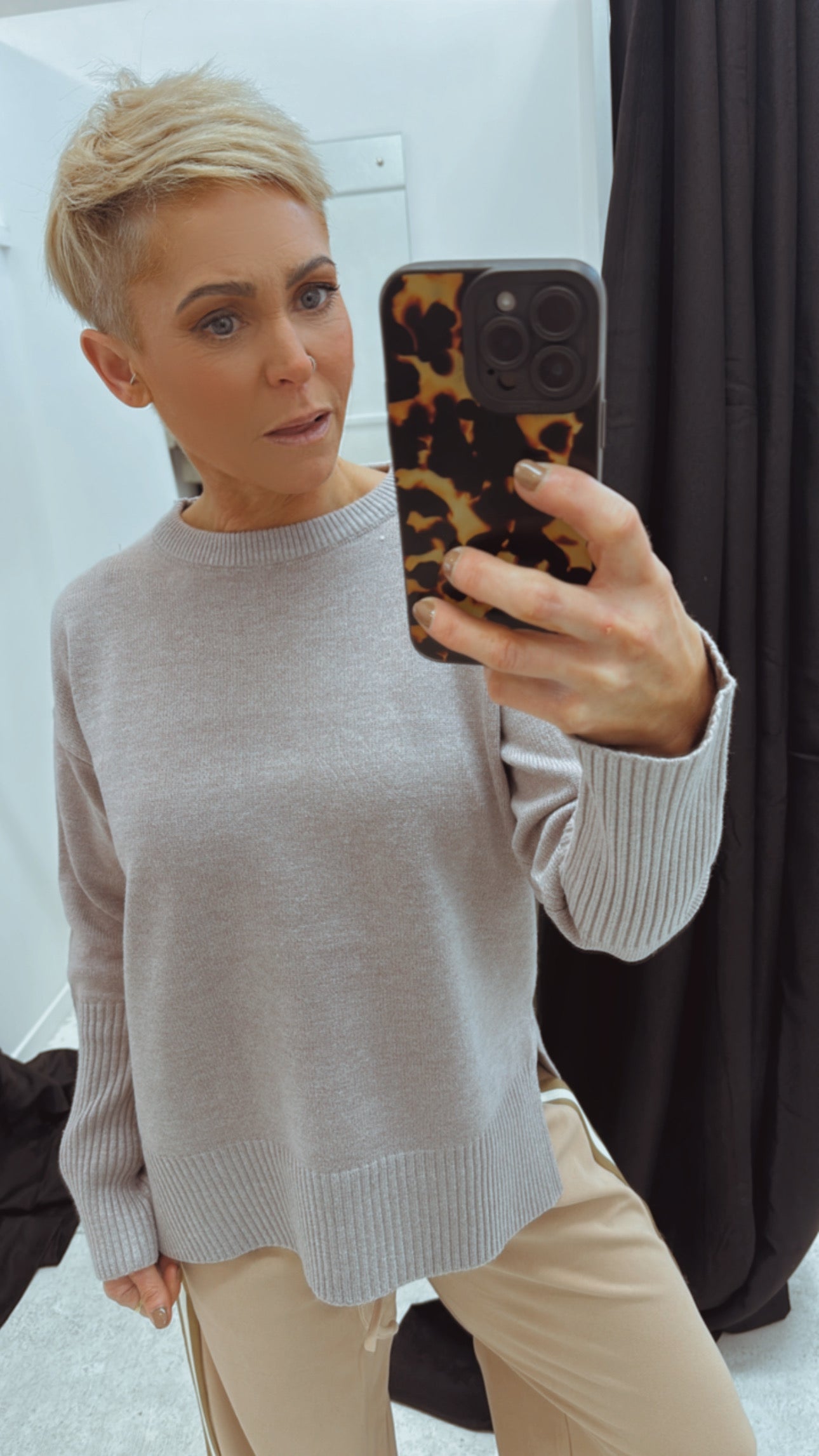So Instyle side split knit jumper Natural