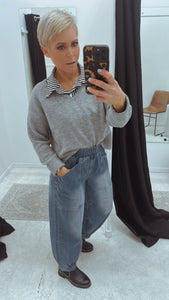 Baggy slant pocket 9/10ths cropped jeans