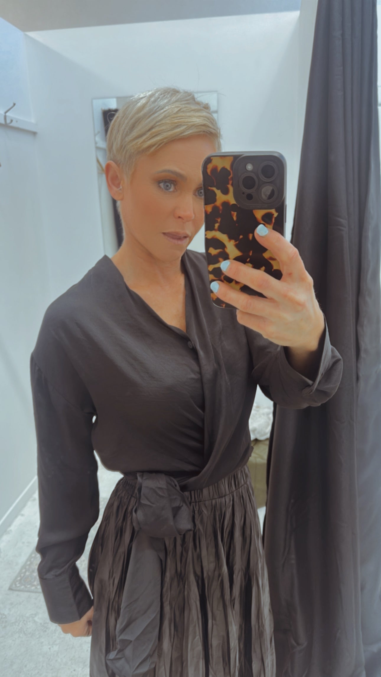 So Instyle Silky Wrap Shirt Black