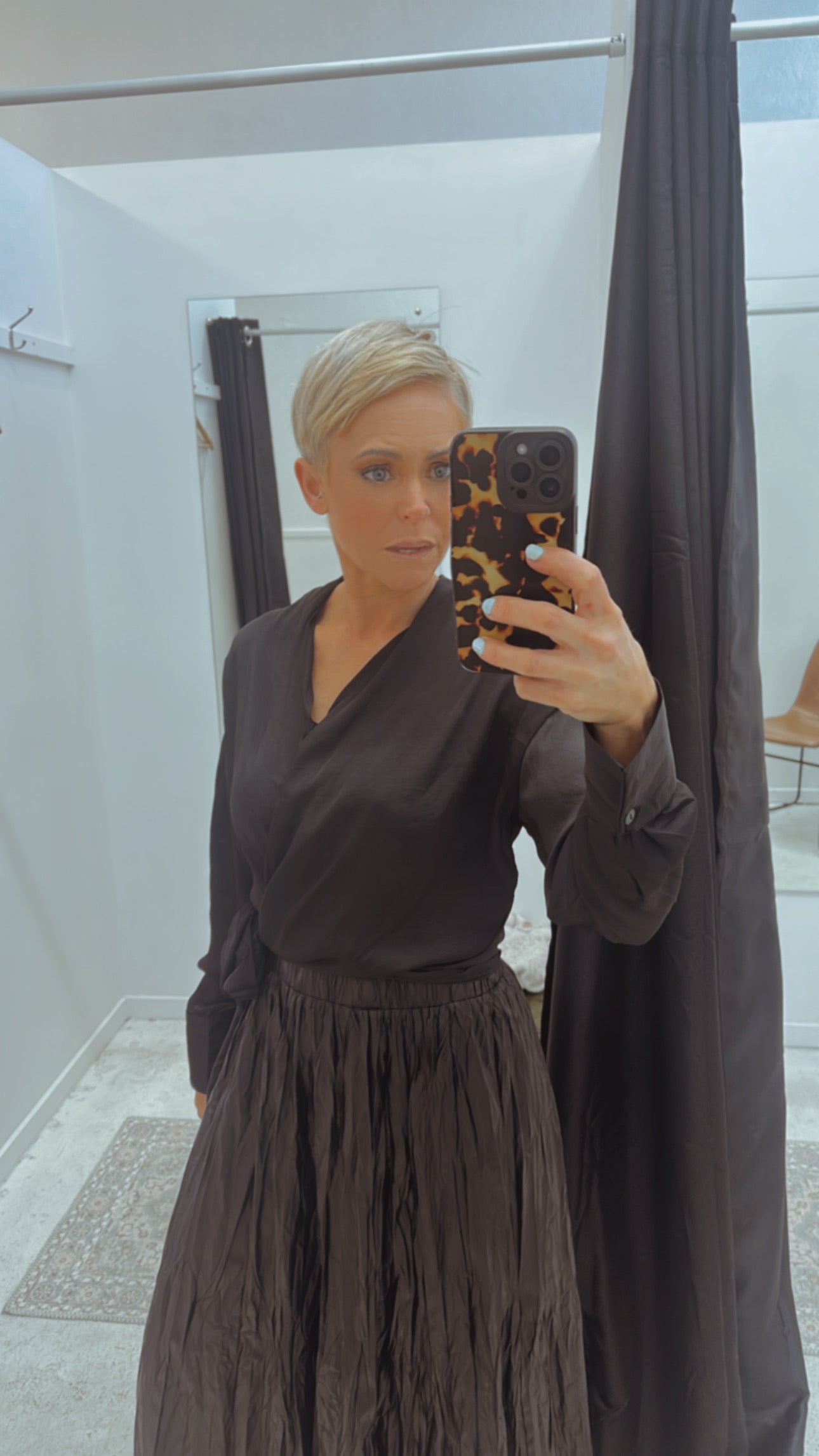 So Instyle Silky Wrap Shirt Black