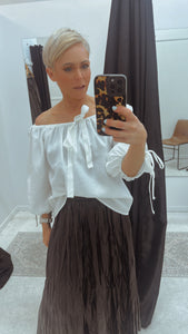 So Instyle Elastic neck drawstring detail top