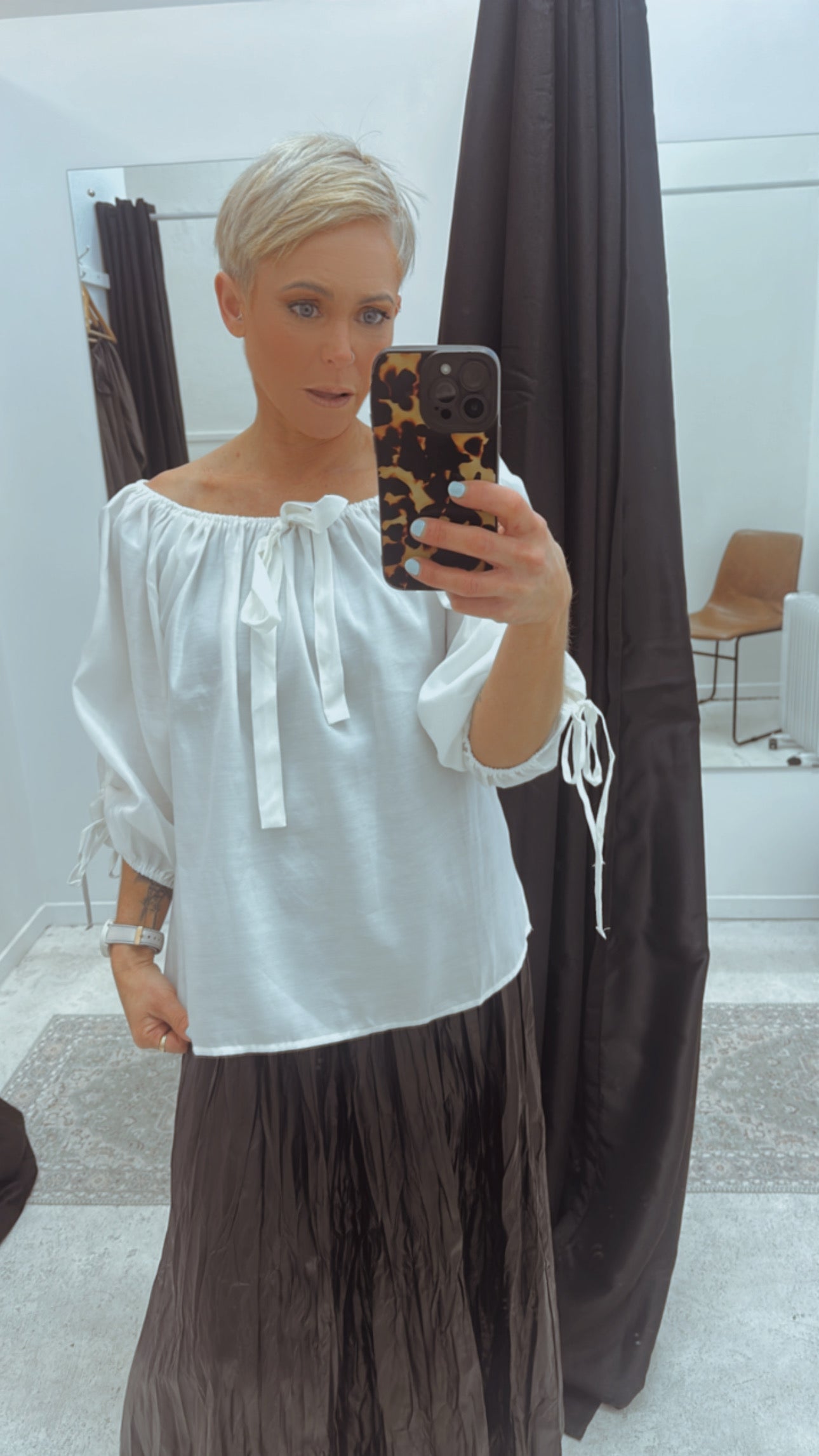 So Instyle Elastic neck drawstring detail top