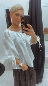 So Instyle Elastic neck drawstring detail top