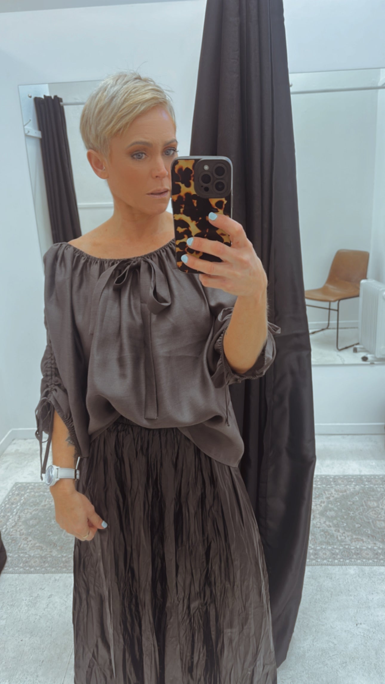 So Instyle Elastic Neck Drawstring detail top