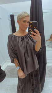 So Instyle Elastic Neck Drawstring detail top
