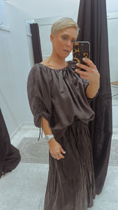 So Instyle Elastic Neck Drawstring detail top