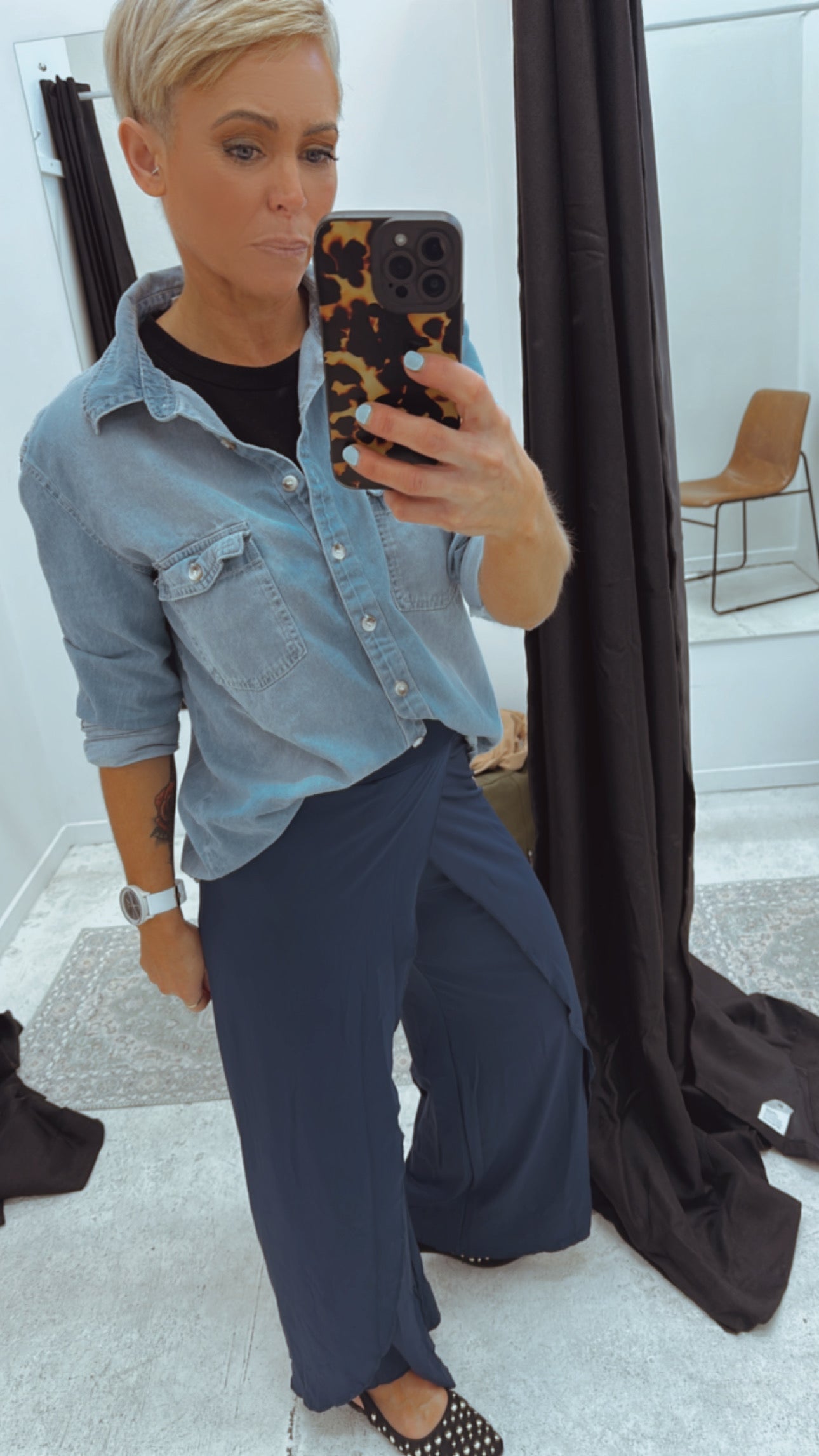 Tulip leg navy pants