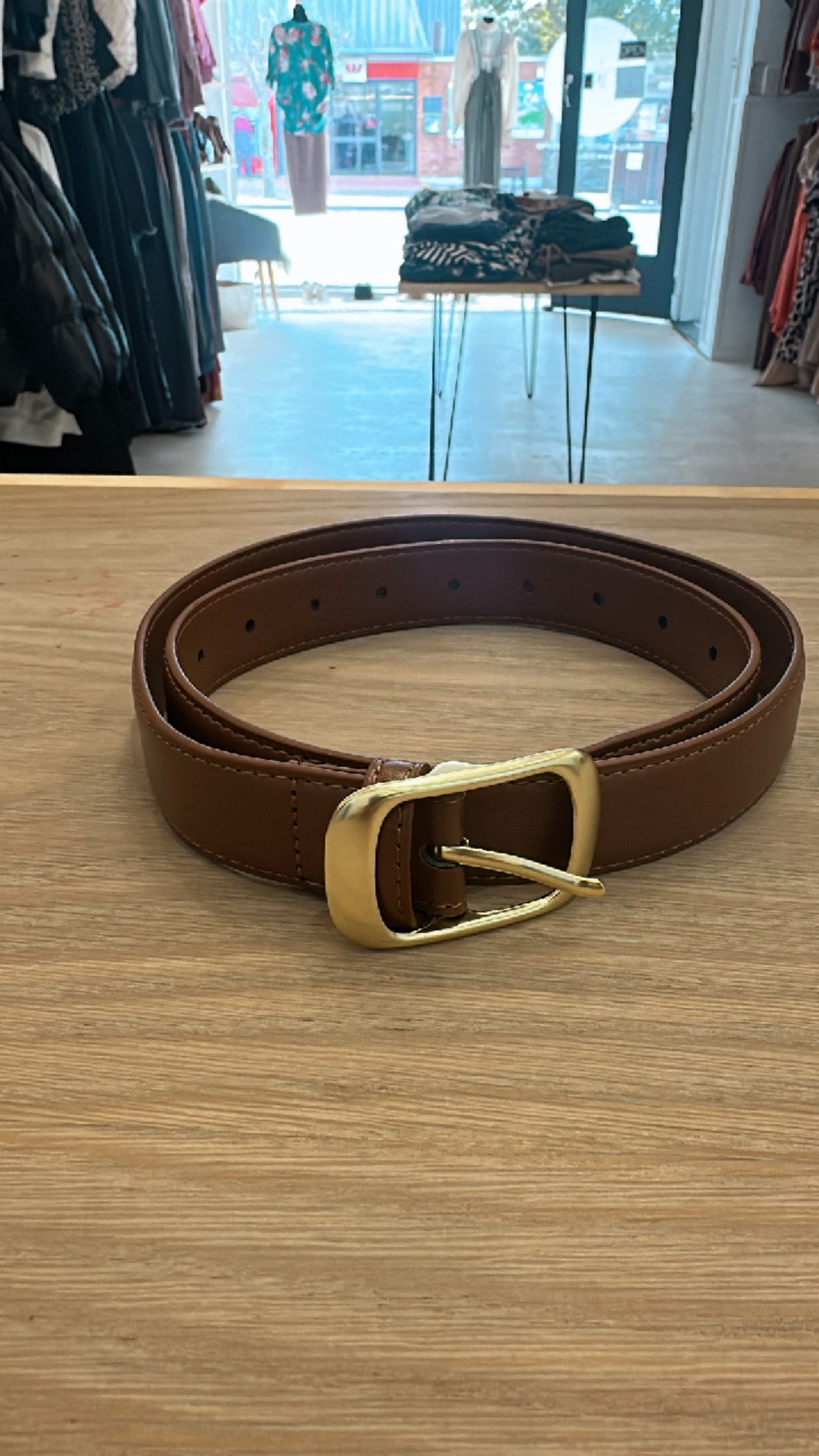 Brown leather belt