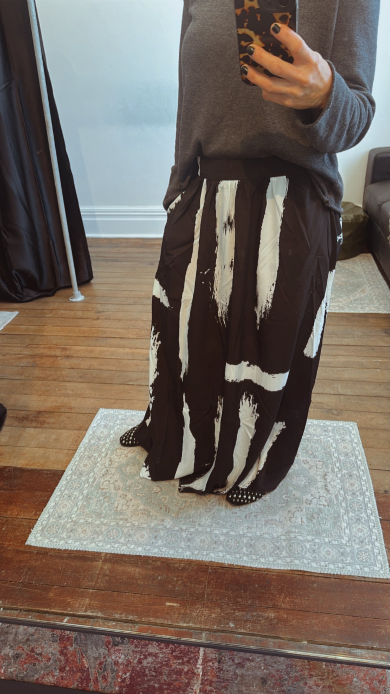 Abstract print maxi skirt