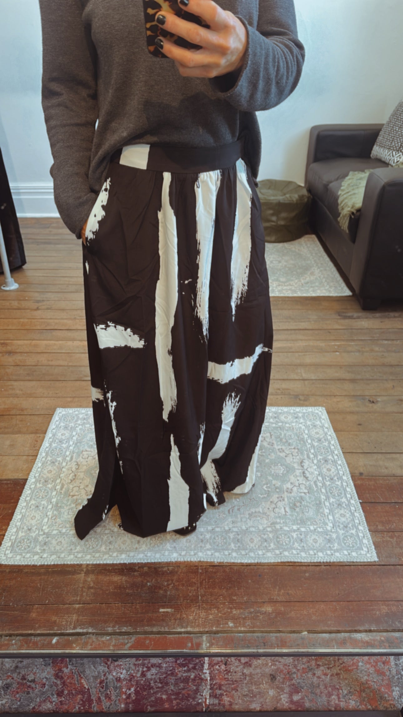 Abstract print maxi skirt