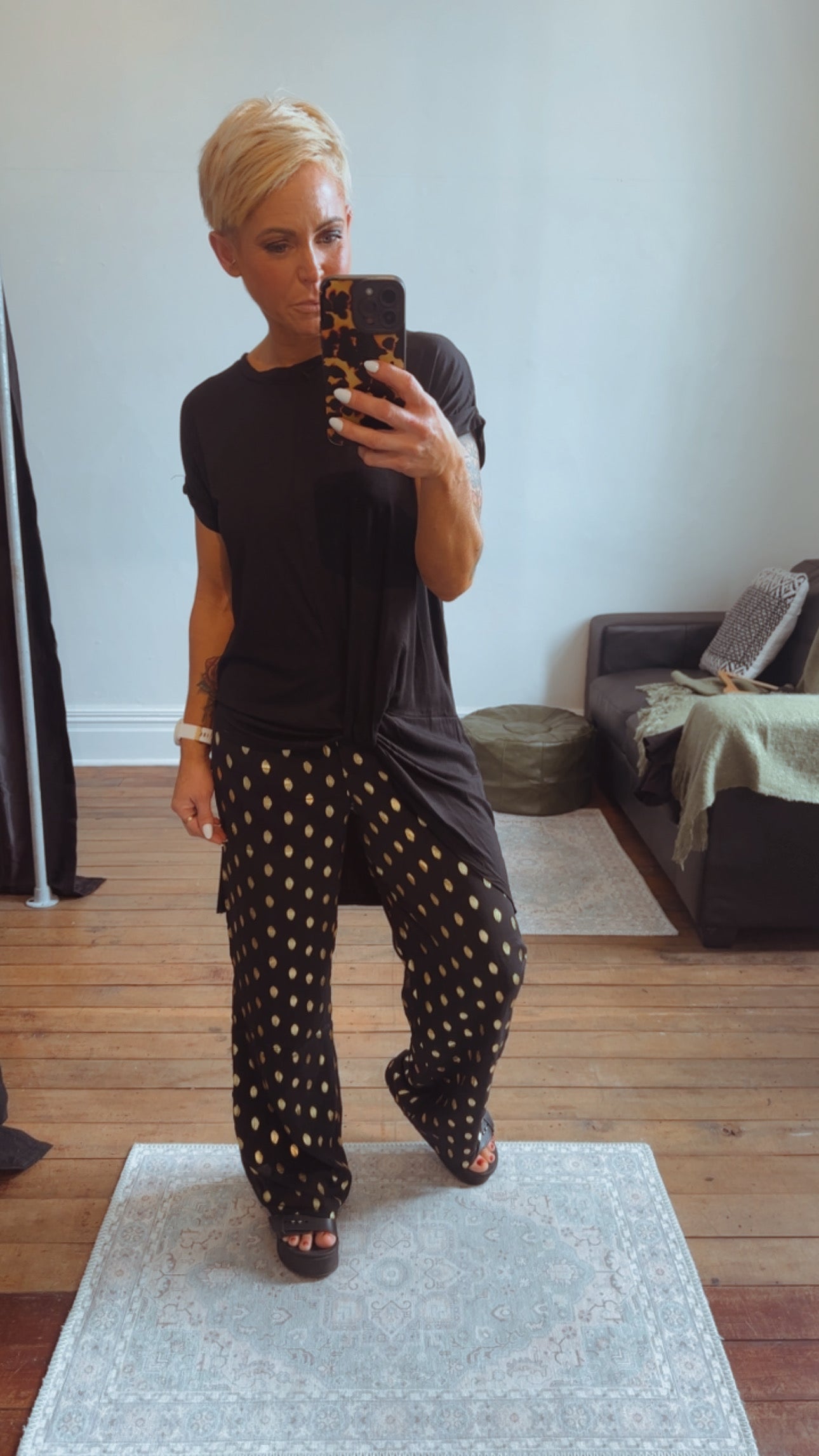 So Instyle Gold print straight pants