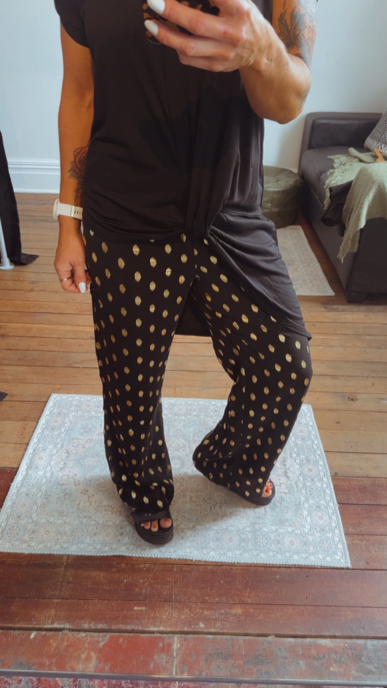 So Instyle Gold print straight pants