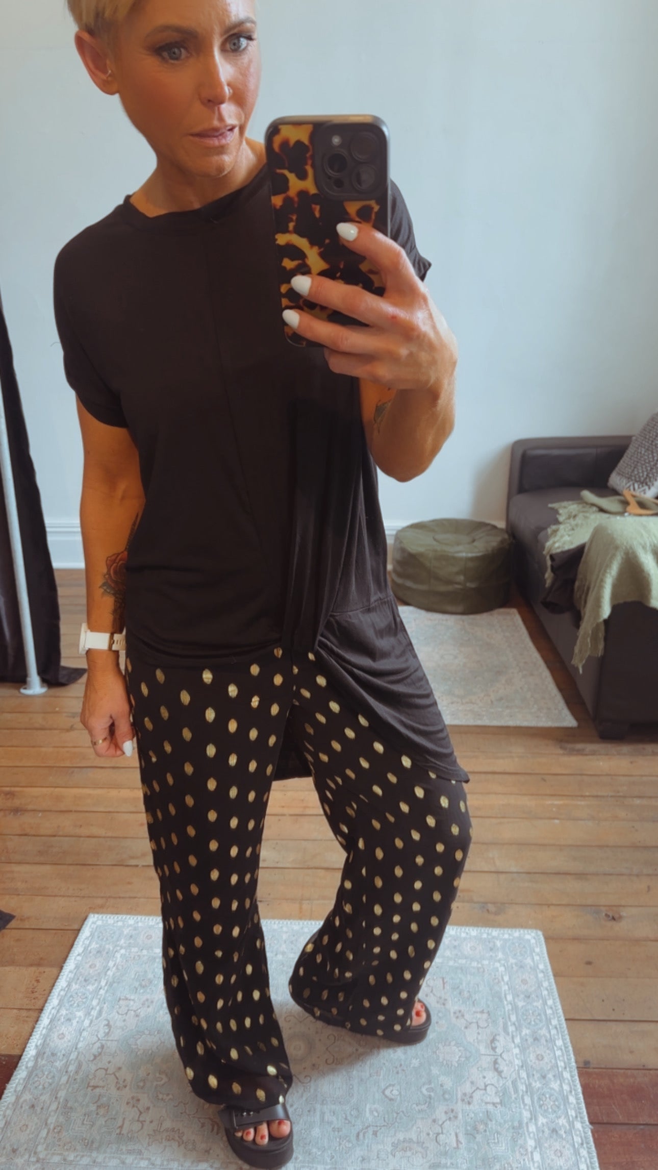 So Instyle Gold print straight pants