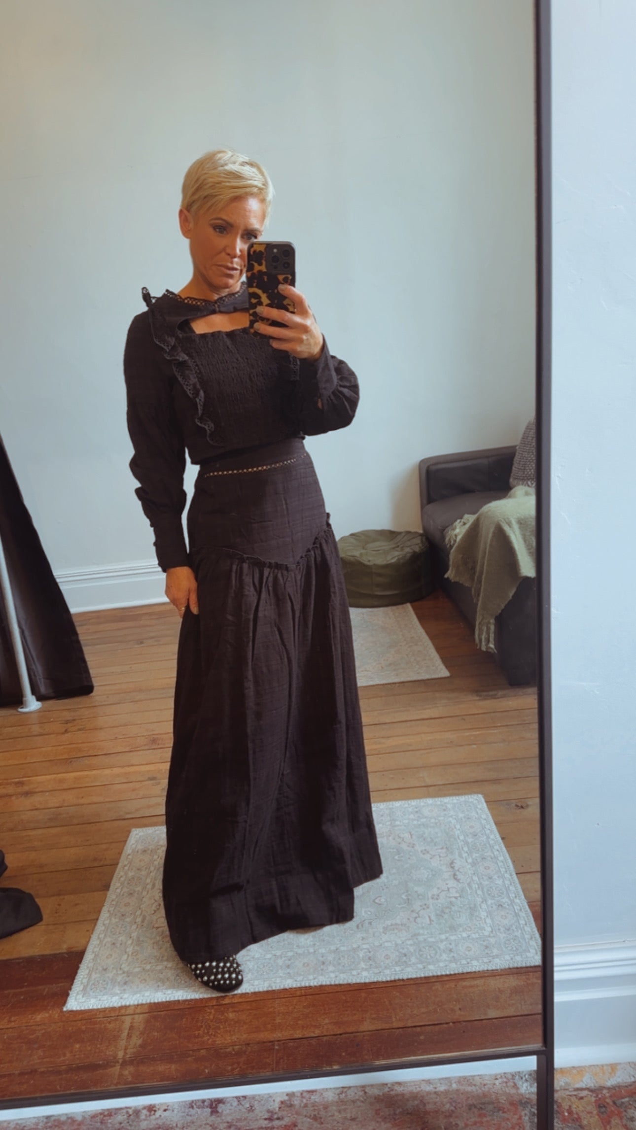 Refuge Boho cotton skirt black