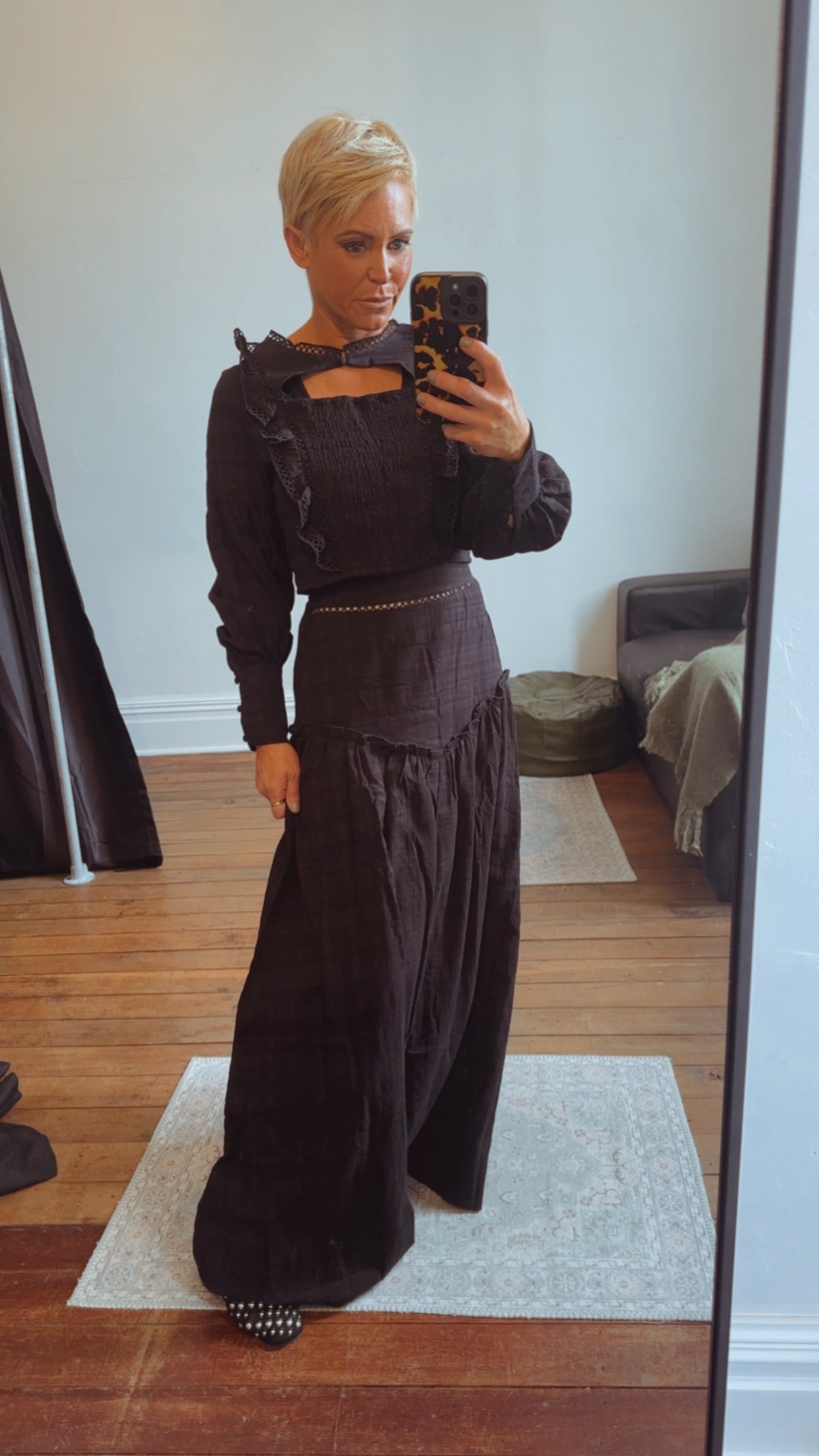 Refuge Boho cotton skirt black