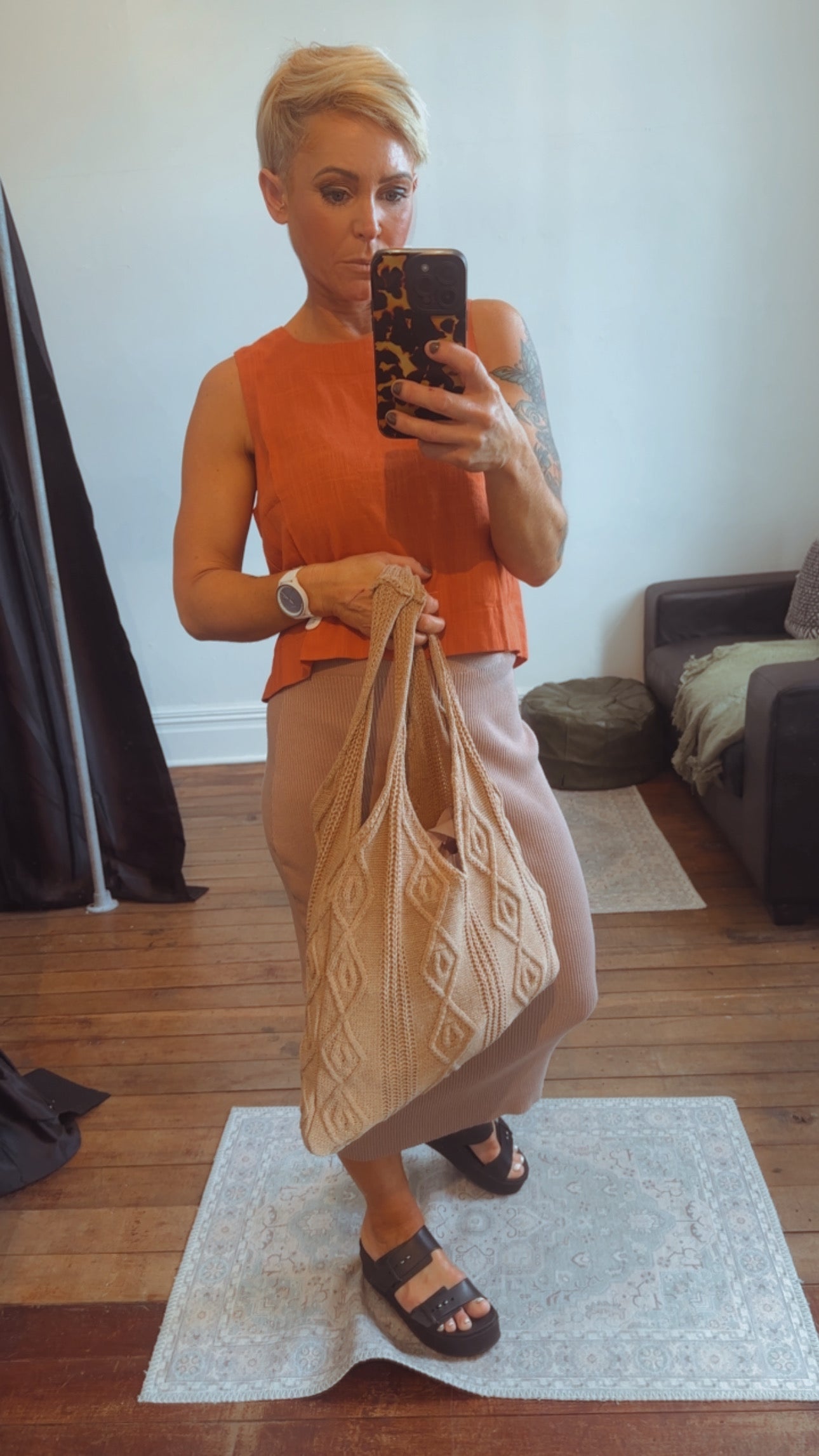 French cloud knit tote bag