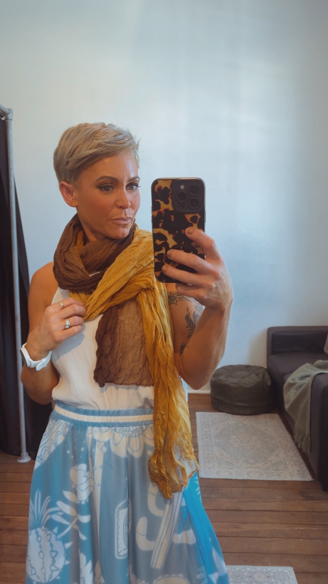 Ombre mustard & brown scarf