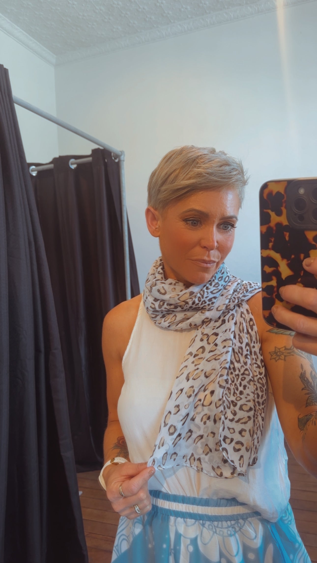 Chiffon leopard print scarf