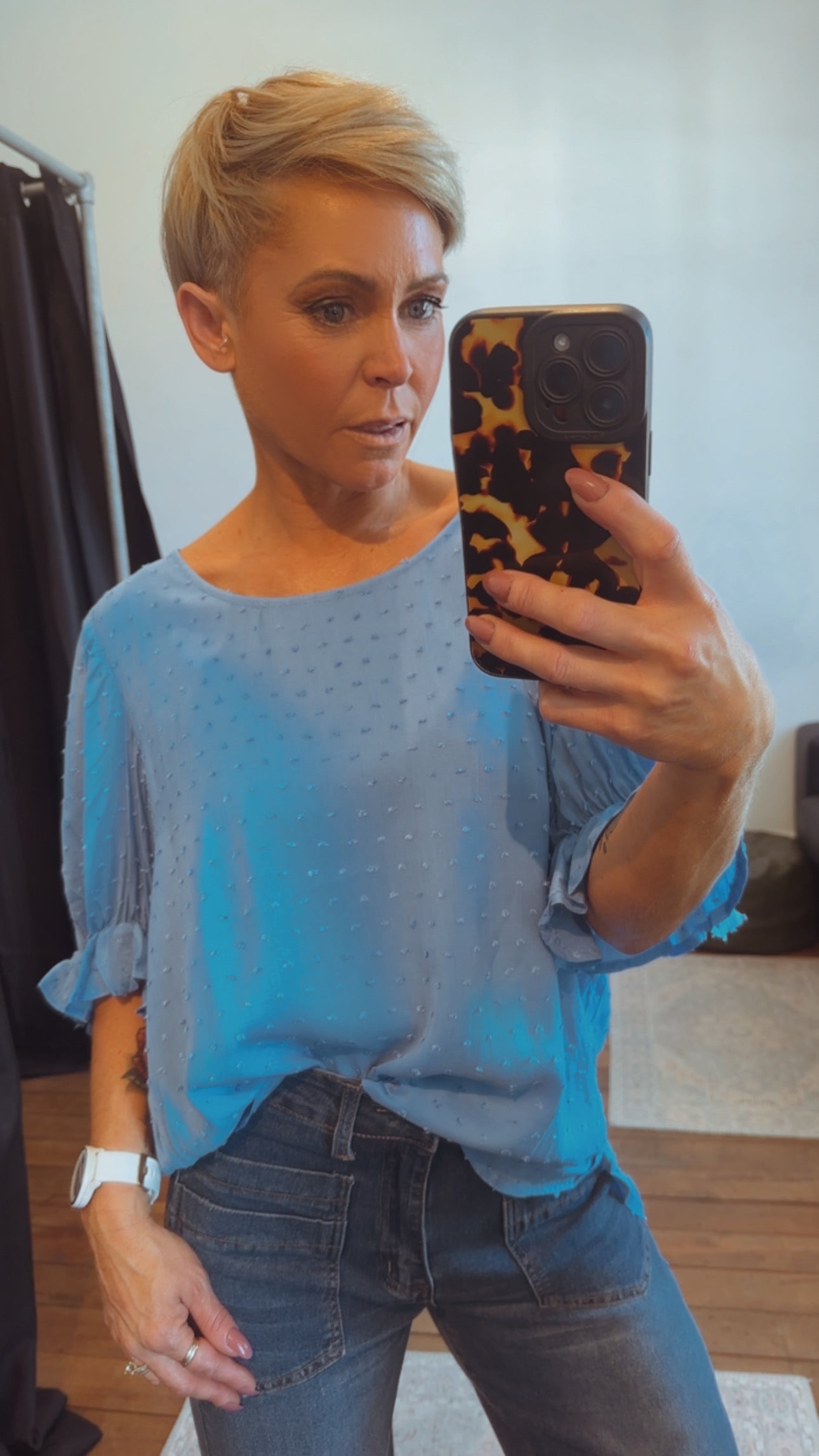 So Instyle Dobby Lace Line top