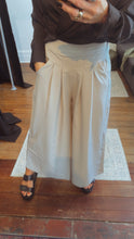 Pleat Pocket front cement wide leg culottes