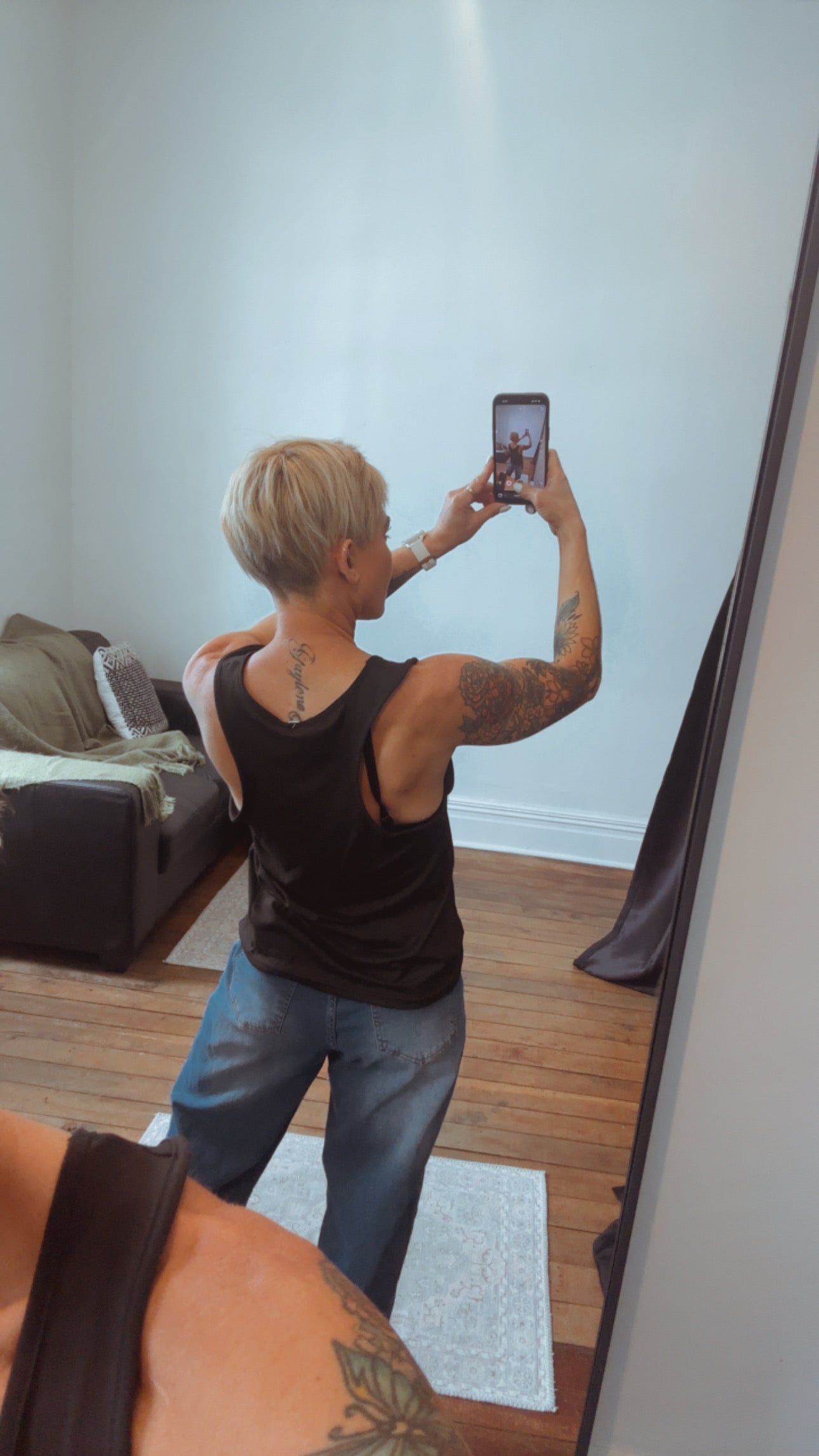 Basic black razor back singlet