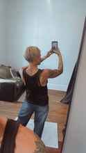 Basic black razor back singlet