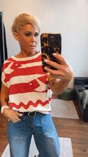 Fish Print Rust Cotton Knit Top