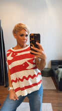 Fish Print Rust Cotton Knit Top