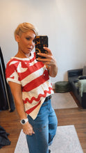 Fish Print Rust Cotton Knit Top