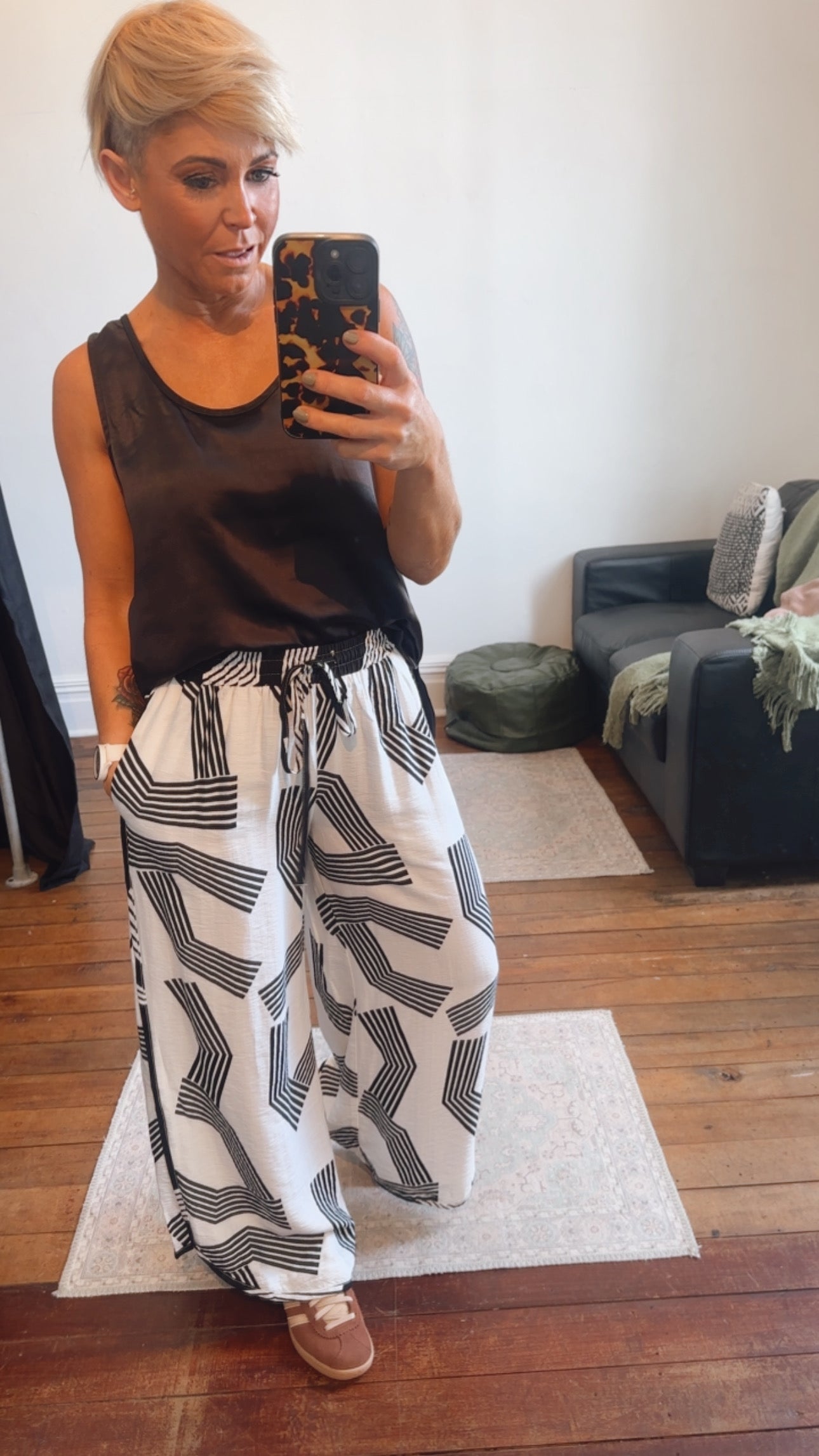 Geo Print Floaty Wide Leg Pants