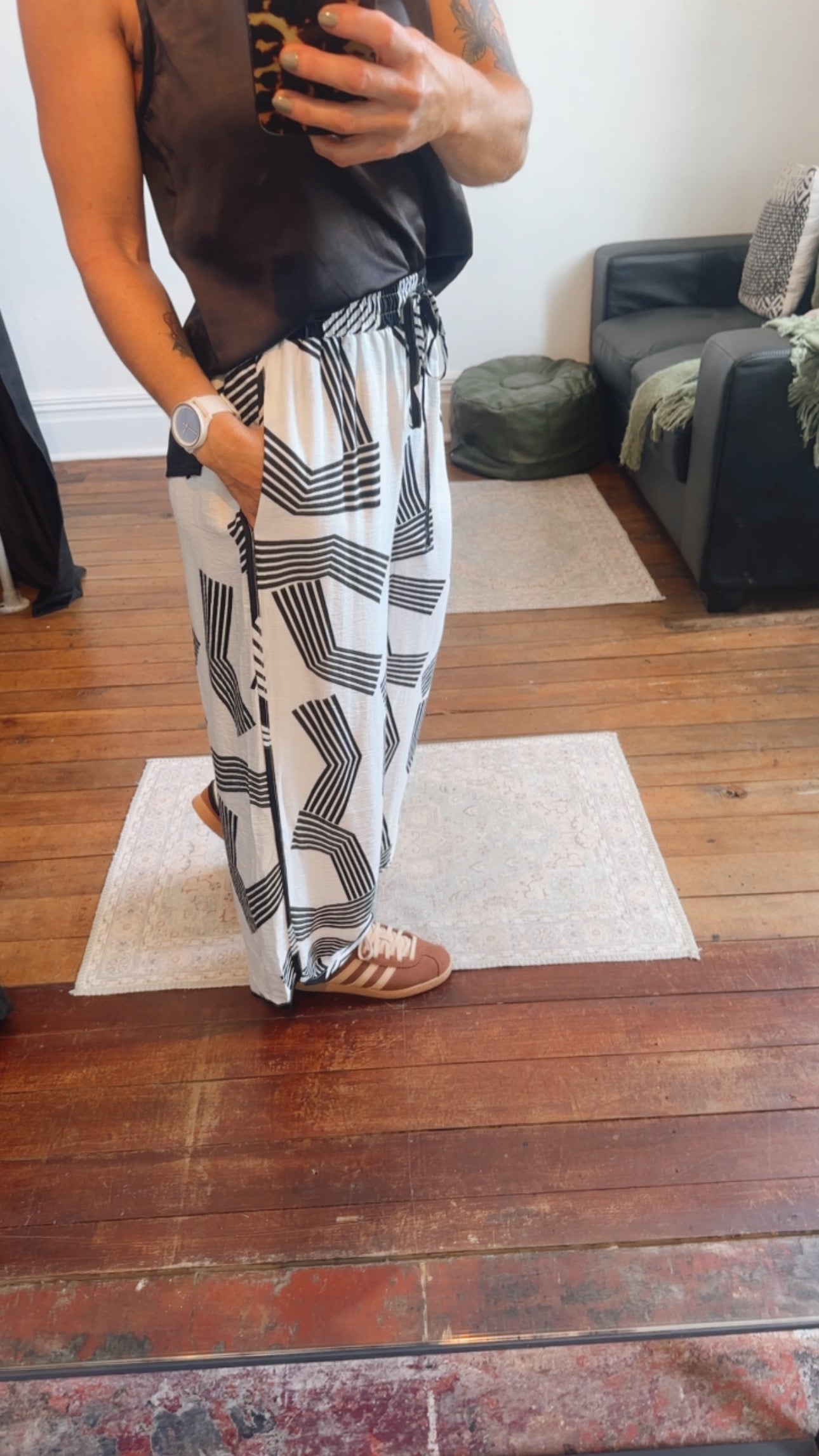 Geo Print Floaty Wide Leg Pants