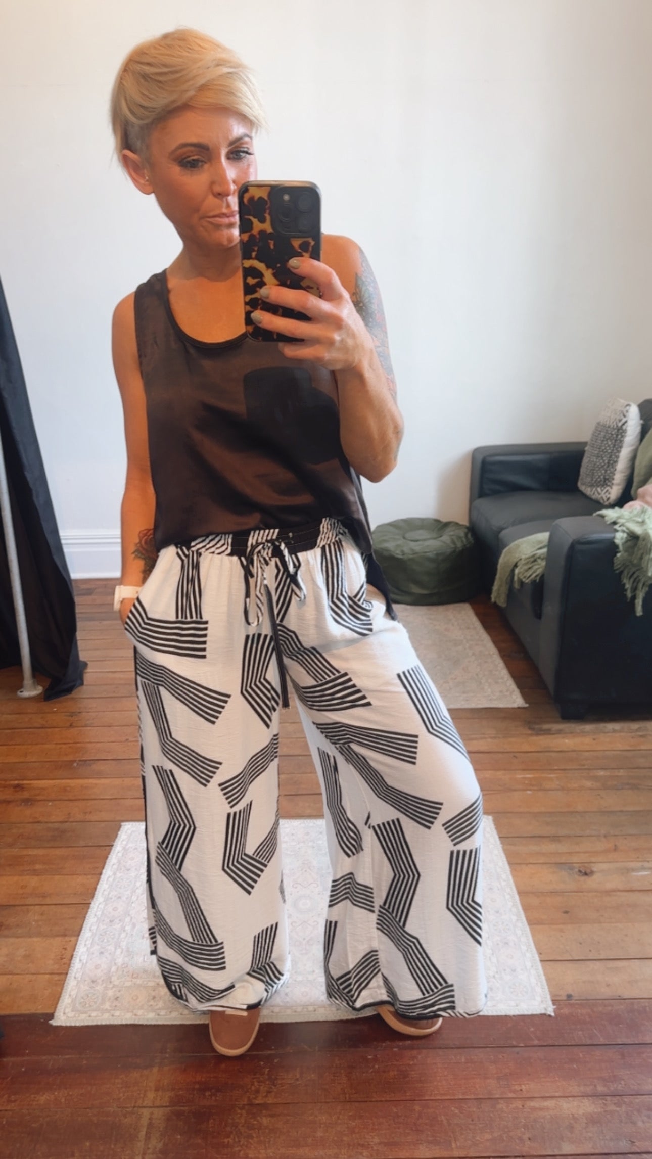Geo Print Floaty Wide Leg Pants