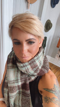 Mint & Brown Check Tassel Scarf