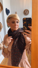 Charcoal Floral Print Crinkle Scarf