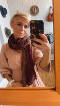Burgundy Floral Print Crinkle Scarf