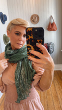 Khaki Floral Print Crinkle Scarf
