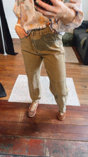 Olive Denim Patch Detail Cropped Jeans