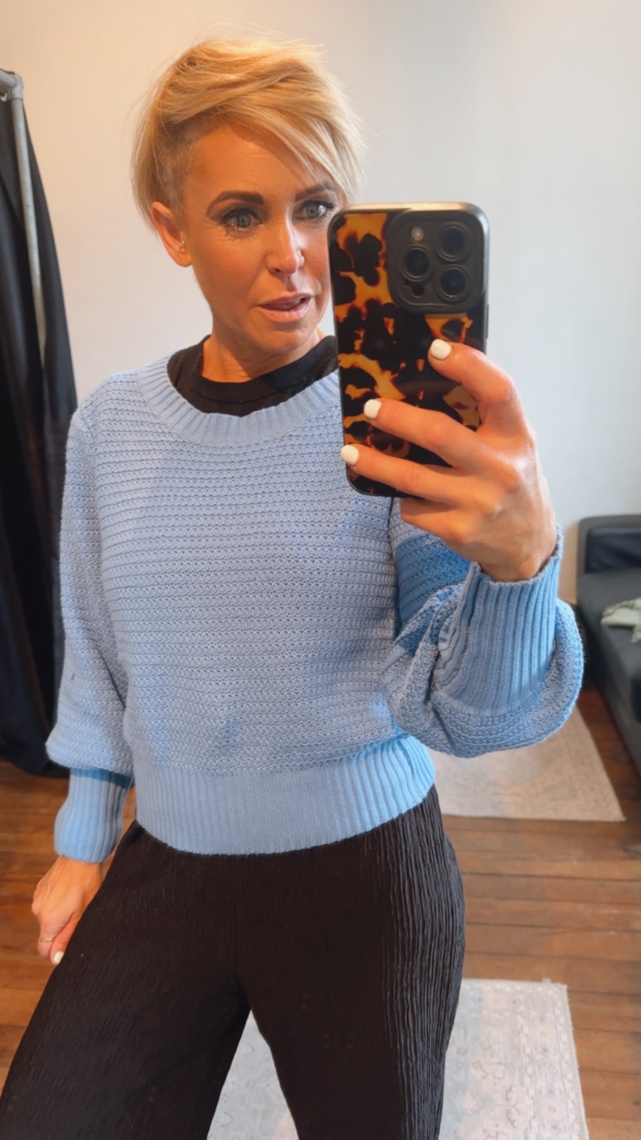 Texture Puff Sleeve Knit Jumper