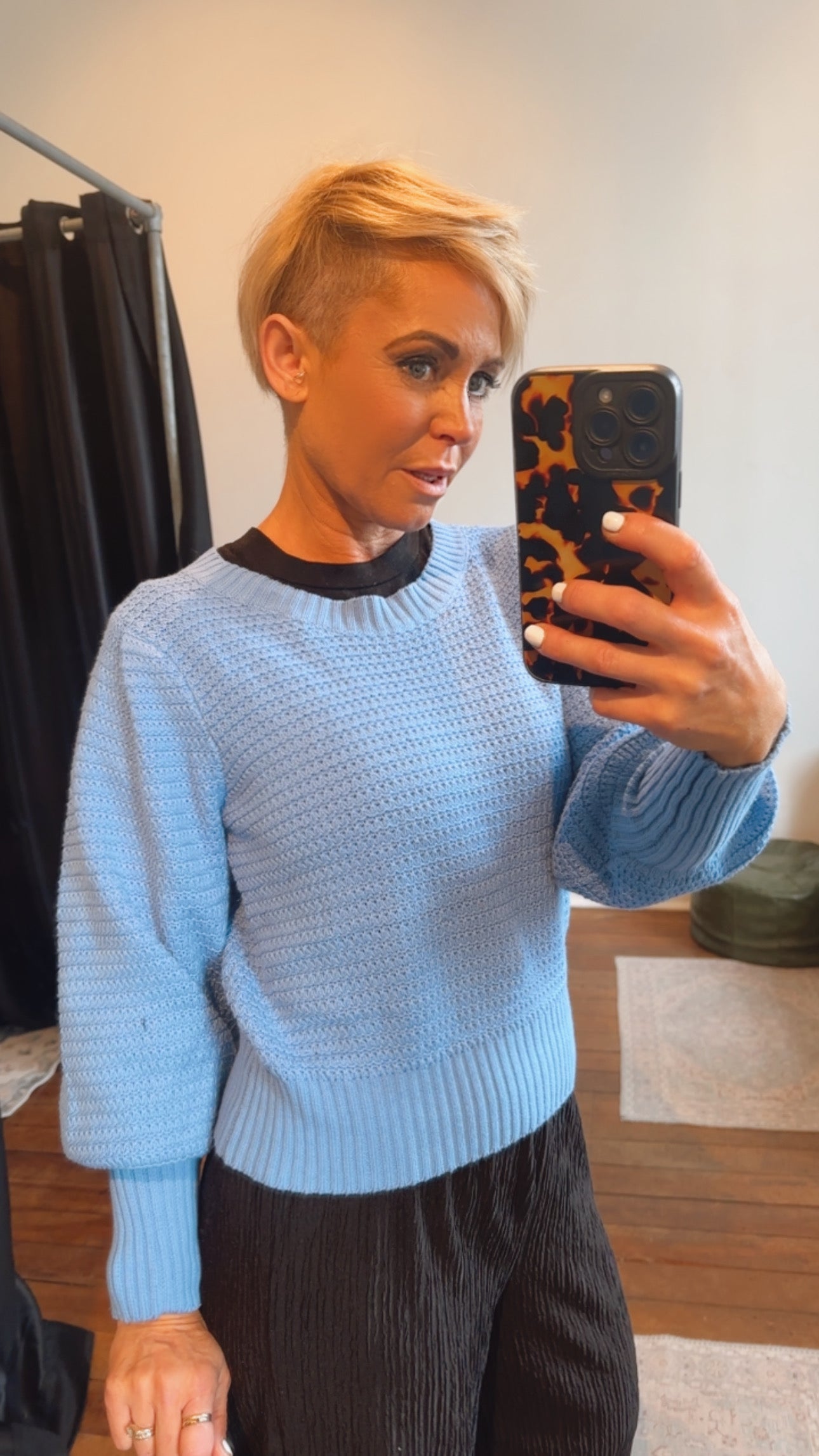 Texture Puff Sleeve Knit Jumper