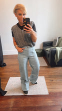 Light Wash High Waist Tuck Detail Wide Leg Stretch Jeans
