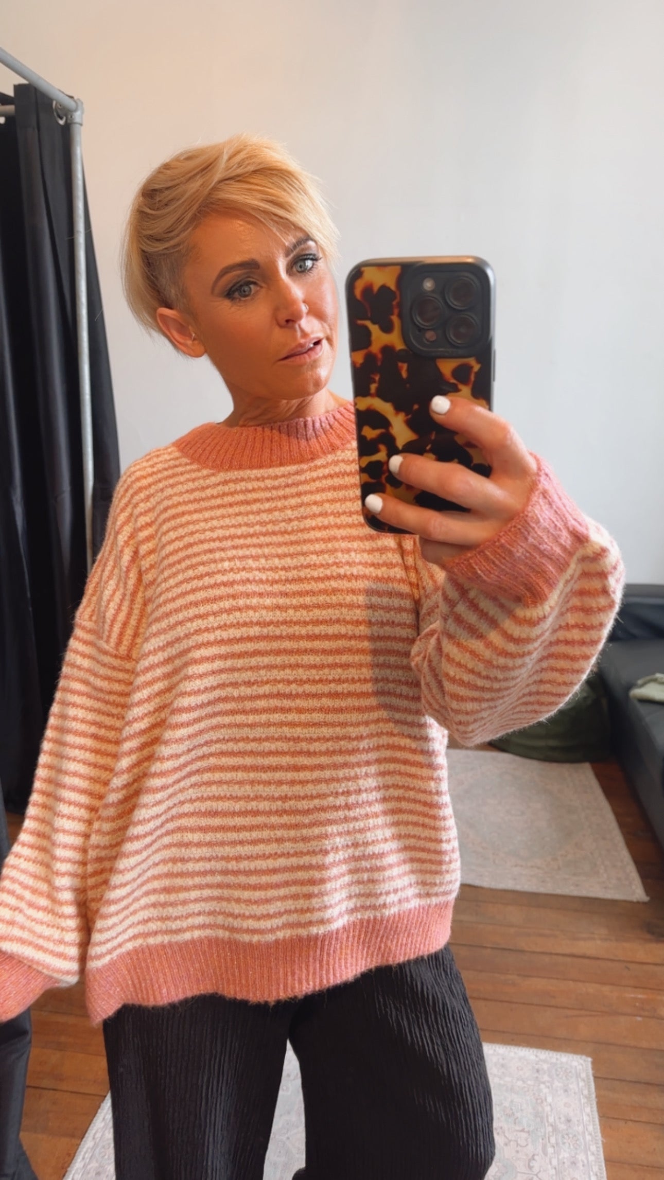 Pink Winter Stripe Knit Jumper