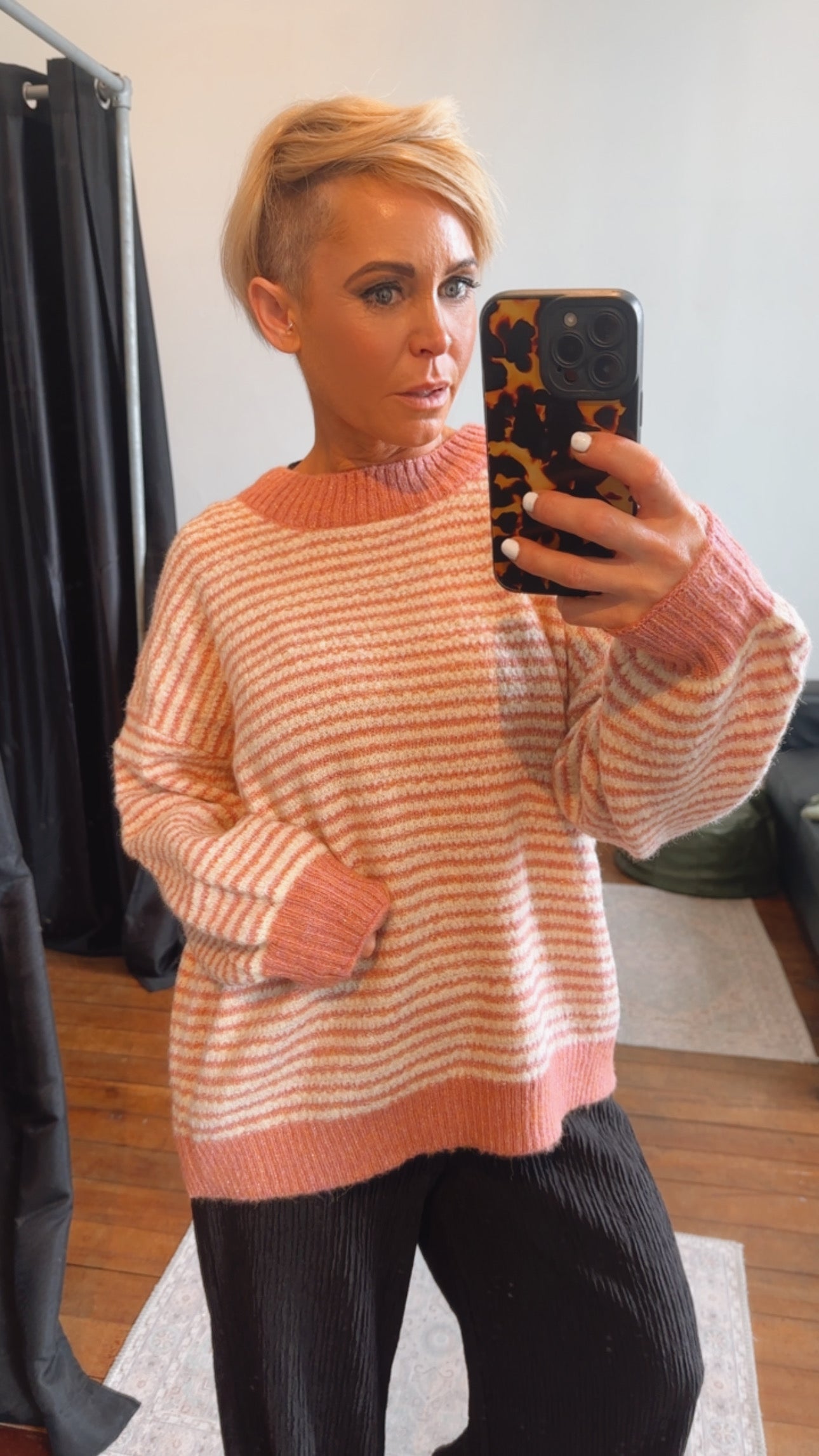 Pink Winter Stripe Knit Jumper