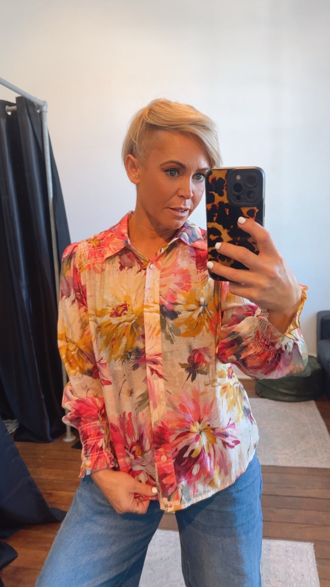 Floral Print Button Through Blouse Shirt