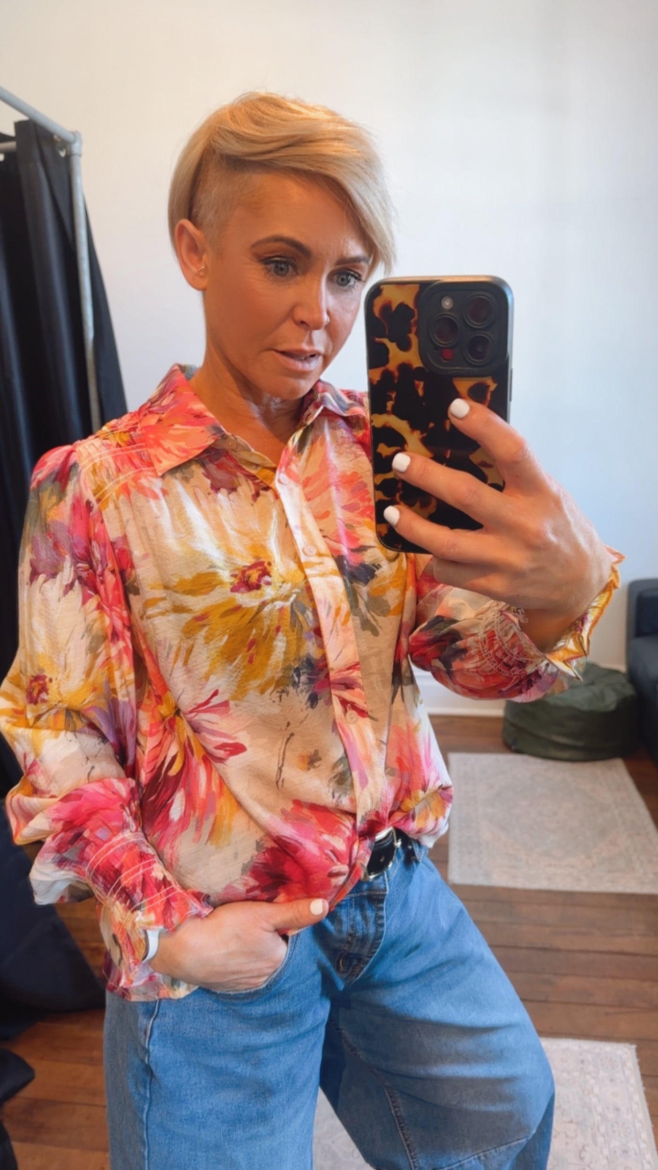 Floral Print Button Through Blouse Shirt