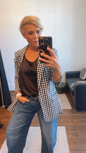Black Gingham Single Button Blazer