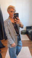 Black Gingham Single Button Blazer